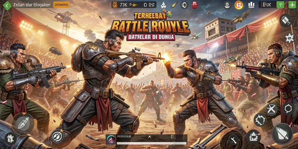 Tampilan gameplay <strong>73K</strong> dengan peperangan penuh aksi antar pemain.