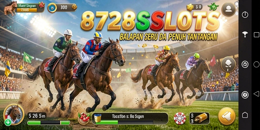 Tangkapan layar gameplay 8728SLOTS menampilkan balapan yang mendebarkan.