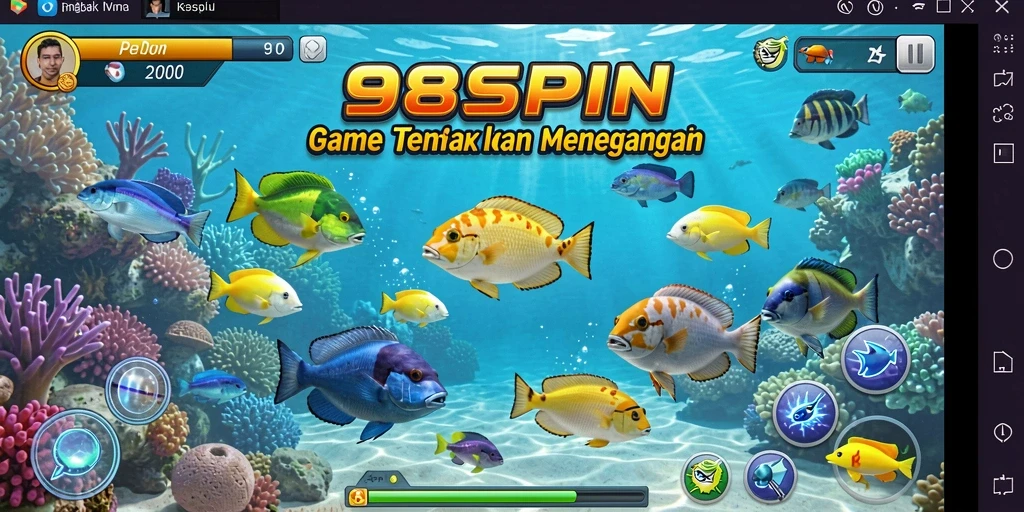 Tampilan gameplay seru di 98SPIN saat menembak ikan.