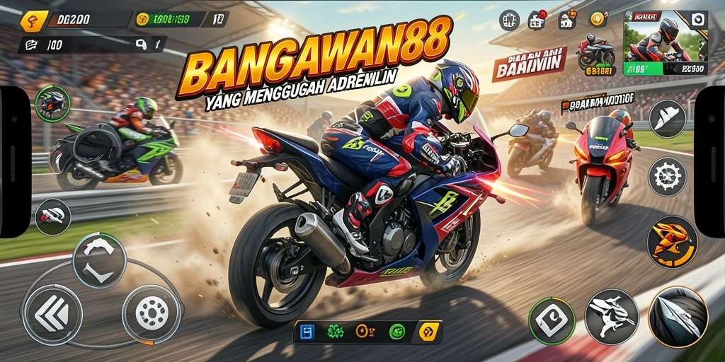 Tampilan gameplay mendebarkan di BANGSAWAN88 saat balapan.