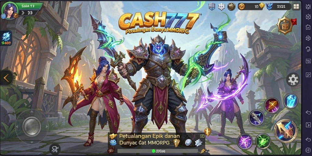 Tampilan menakjubkan dari gameplay <strong>CASH777</strong> dalam petualangan MMORPG.