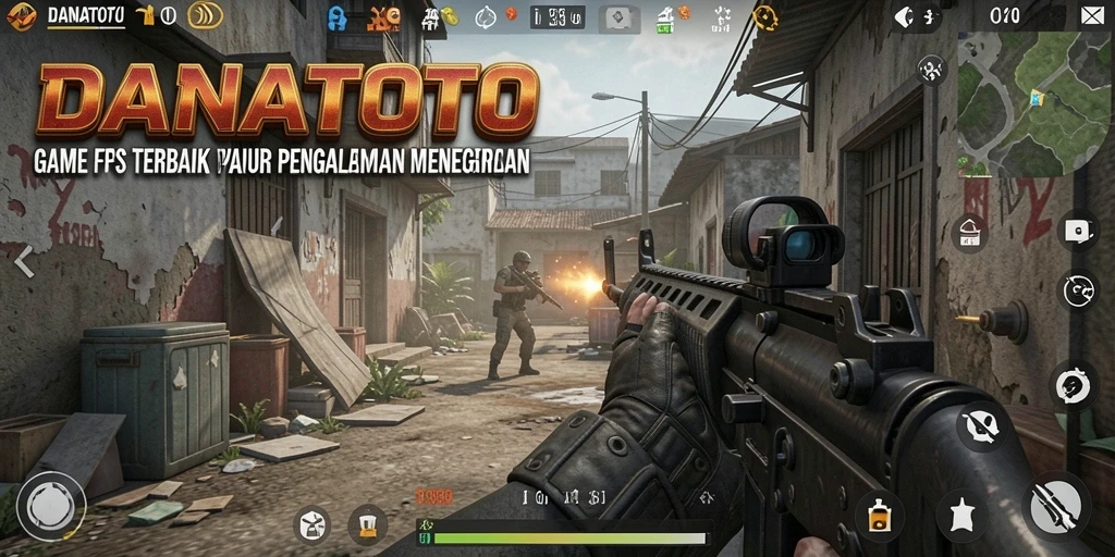 Screenshot DANATOTO menampilkan aksi gameplay FPS yang intens.