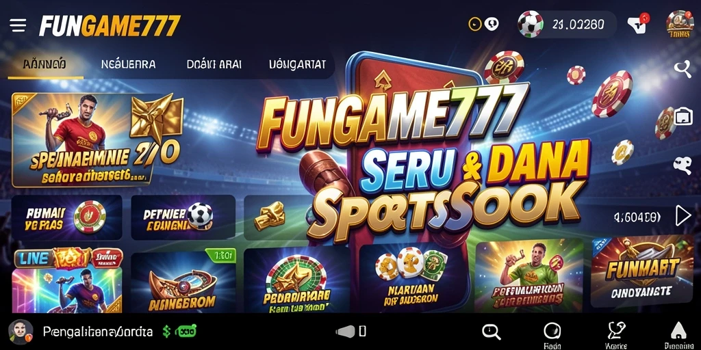 Tampilan antarmuka aplikasi FUNGAME777 yang menarik dan informatif.