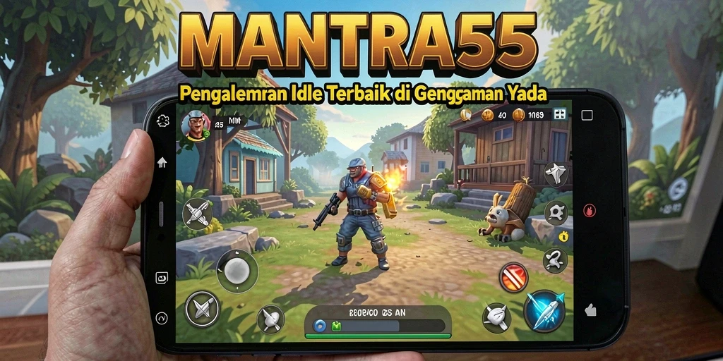 Tampilan gameplay <strong>MANTRA55</strong> dengan elemen Idle yang menarik.
