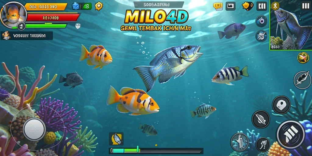 Screenshot gameplay seru MILO4D dengan aksi Tembak Ikan.