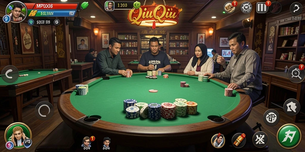 Screenshot gameplay MPO08 menampilkan momen seru bermain QiuQiu.