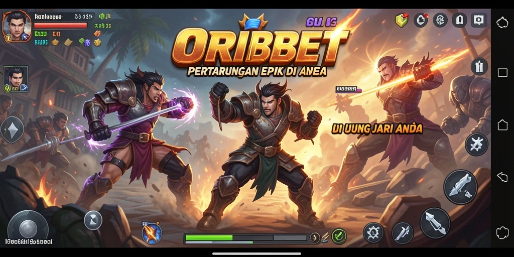 Tangkapan layar ORIBET menunjukkan pertarungan seru dengan karakter yang beraksi.