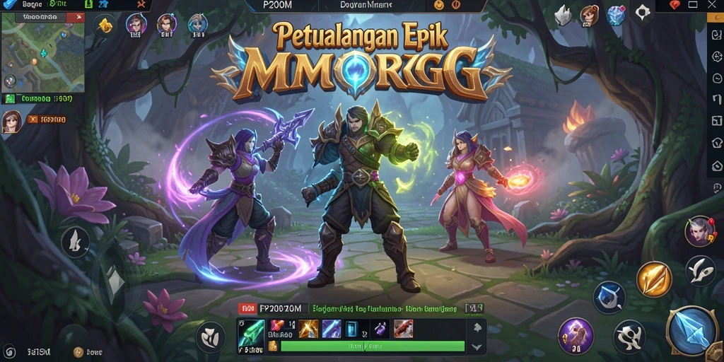 Tampilan gameplay MMORPG P200M yang menakjubkan dan interaktif.