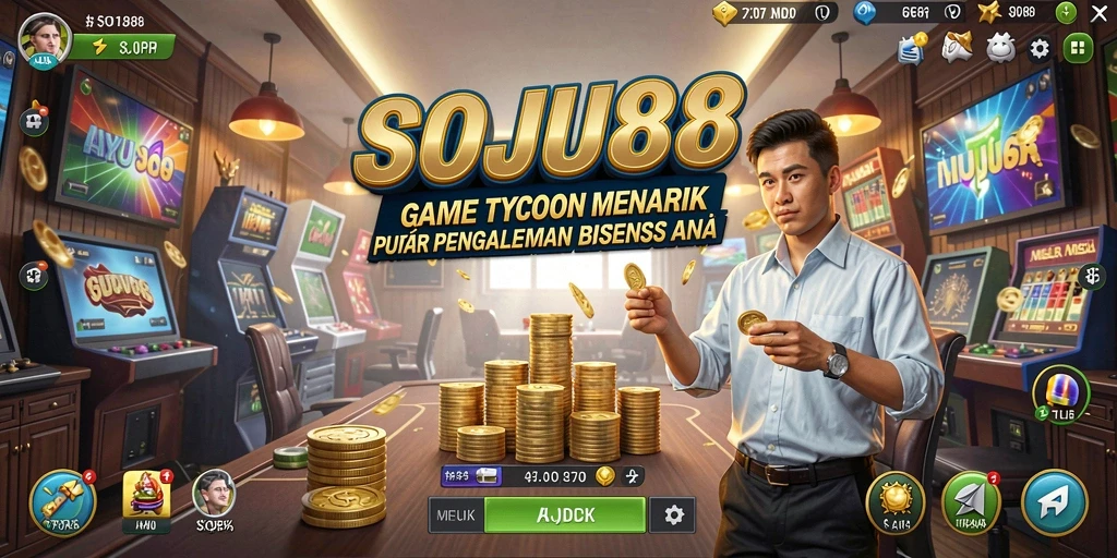 Screenshot utama SOJU88 yang menampilkan momen seru dalam gameplay Tycoon.