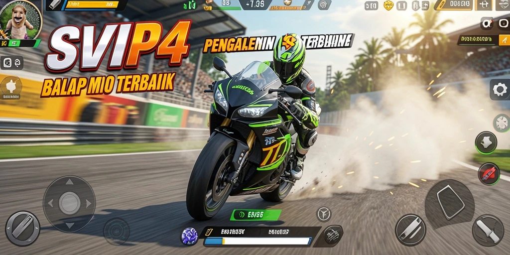 Tampilan gameplay balap motor yang seru dan mendebarkan.