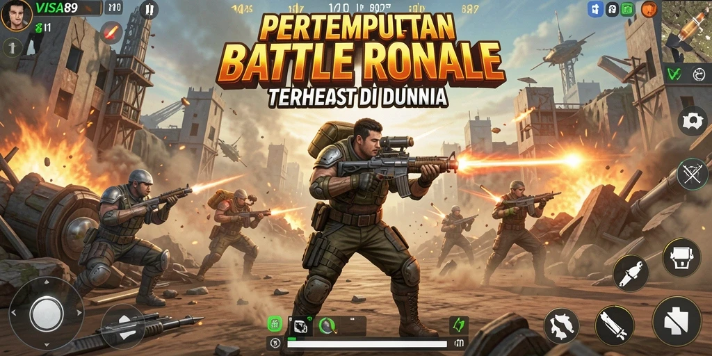 Tangkapan layar menunjukkan pertempuran seru dalam game Battle Royale.