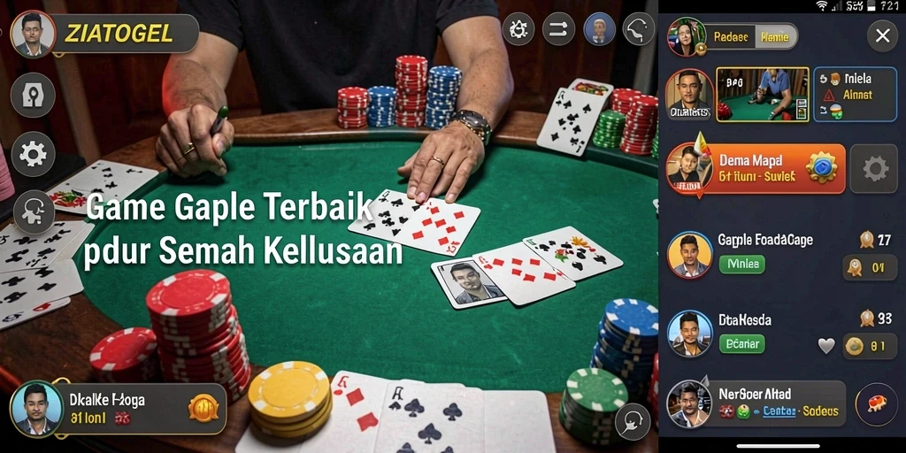 Screenshot ZIATOGEL menampilkan gameplay Gaple yang seru dan interaktif.